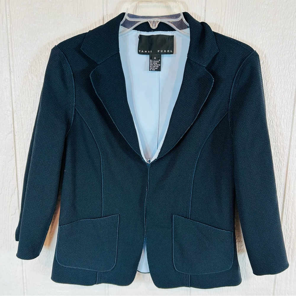Yansi Fugel Blue and Purple Blazers Tailored Suit Jackets